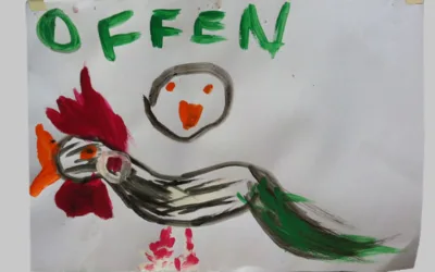 Kinder malen Hühner