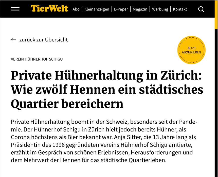 Der Hühnerhof Schigu in Zürich